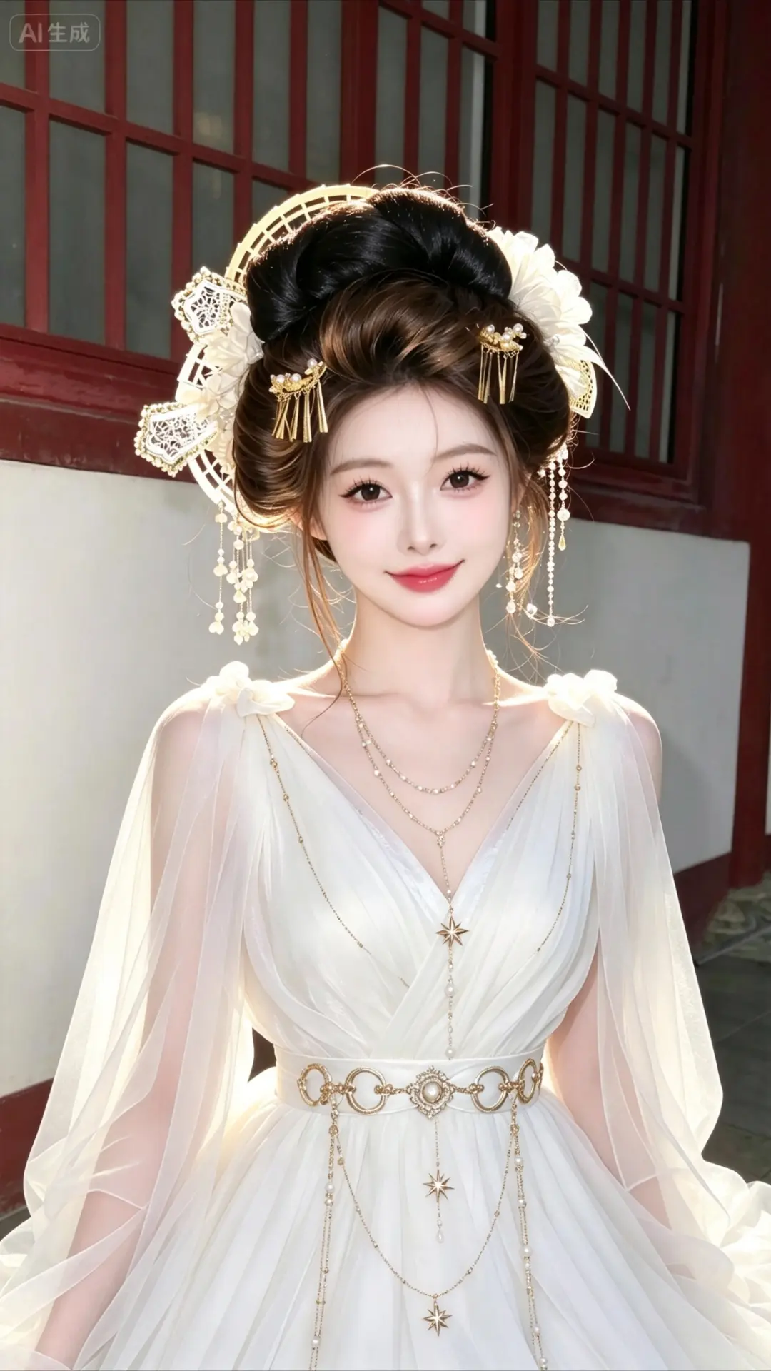 AI古风仙裙写真 ai创作 ai古风白纱美人 ai古风美人写真模板 ai写真