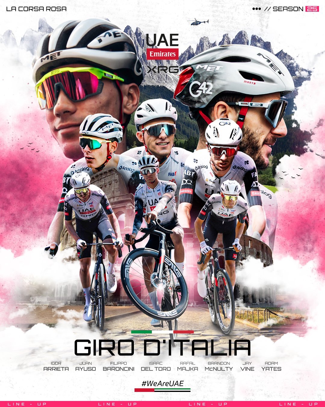 阿联酋航空车队的2025环意 阵容：阿尤索、亚当-耶茨领衔，此外还有瓦因、德尔托