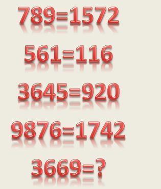 小伙伴们，图里展示了几组有趣的数字等式哟，像789 = 1572，561 = 1