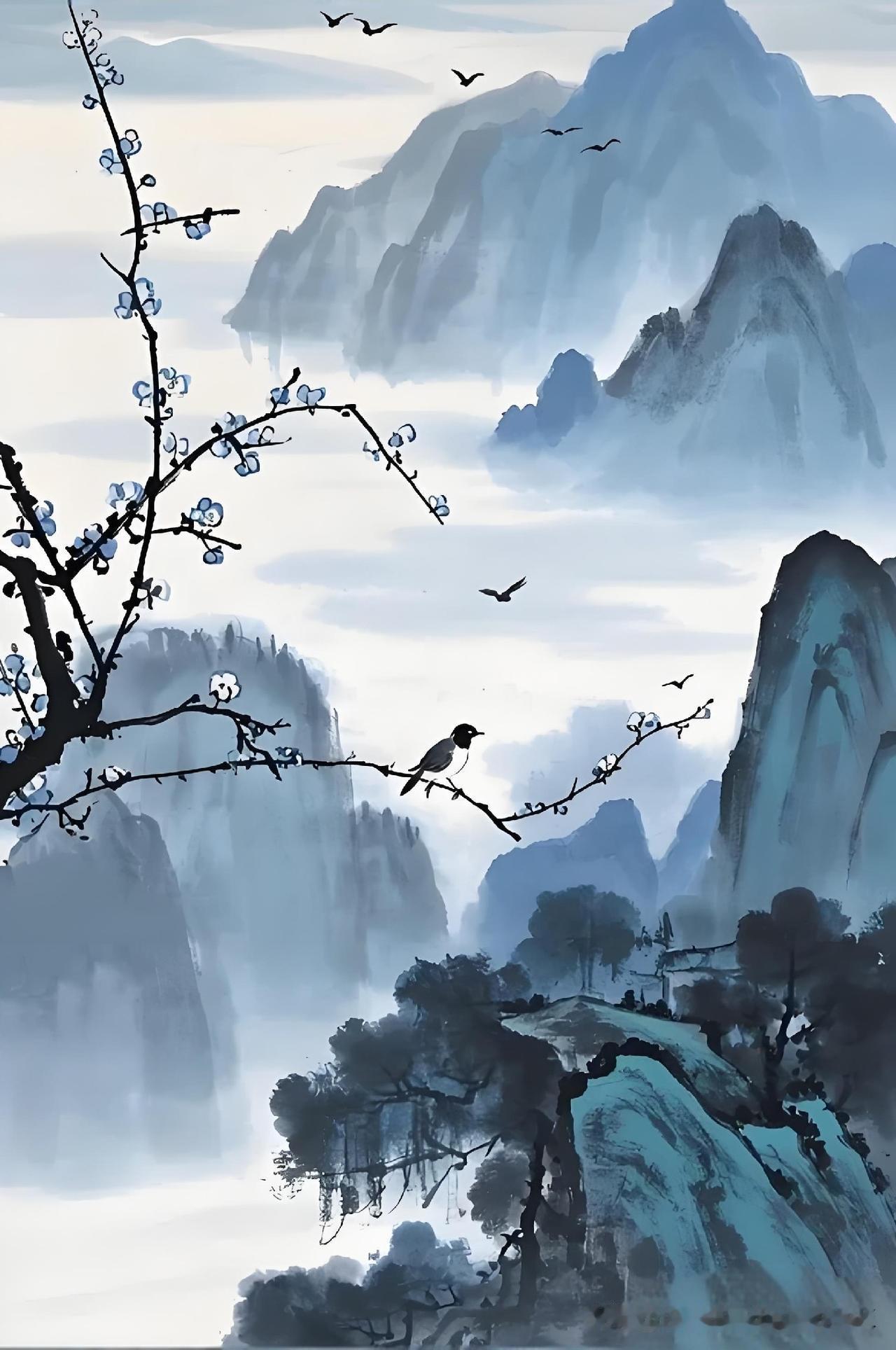 《过融上人兰若》
——唐·綦毋潜
山头禅室挂僧衣，
窗外无人溪鸟飞。
黄昏半在下