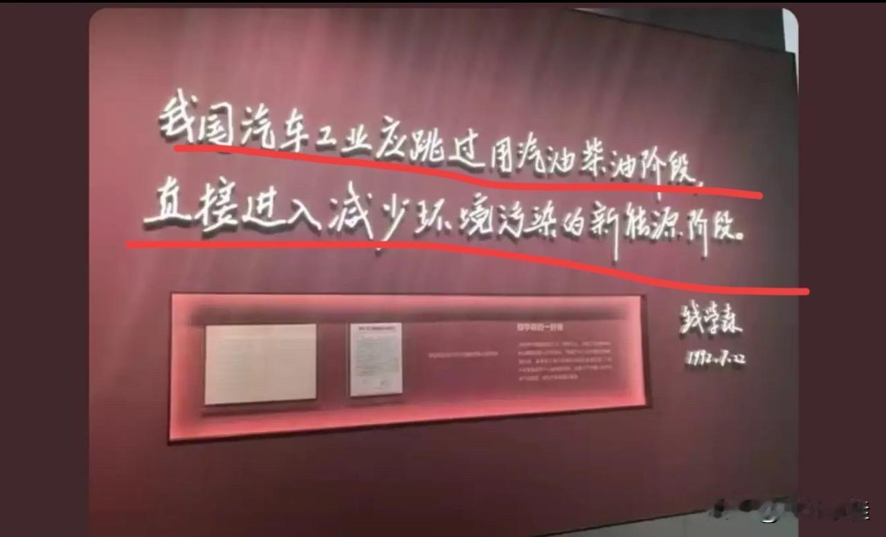 “我国汽车工业应该跳过用汽油、柴油阶段，直接进入减少环境污染的新能源阶段！”
这
