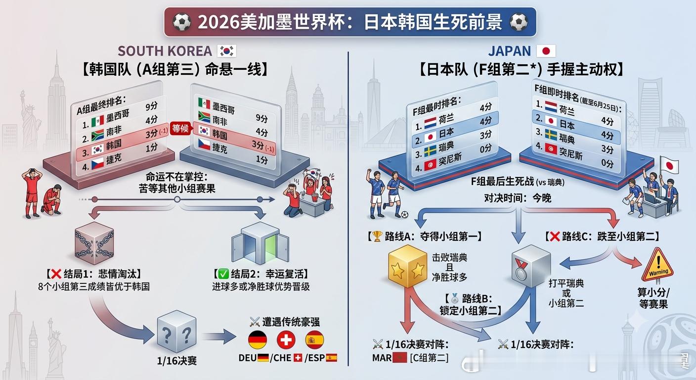日本韩国世界杯死亡前景 大V观赛团 两队的命运在第三轮遭遇了冰火两重天。日本队展