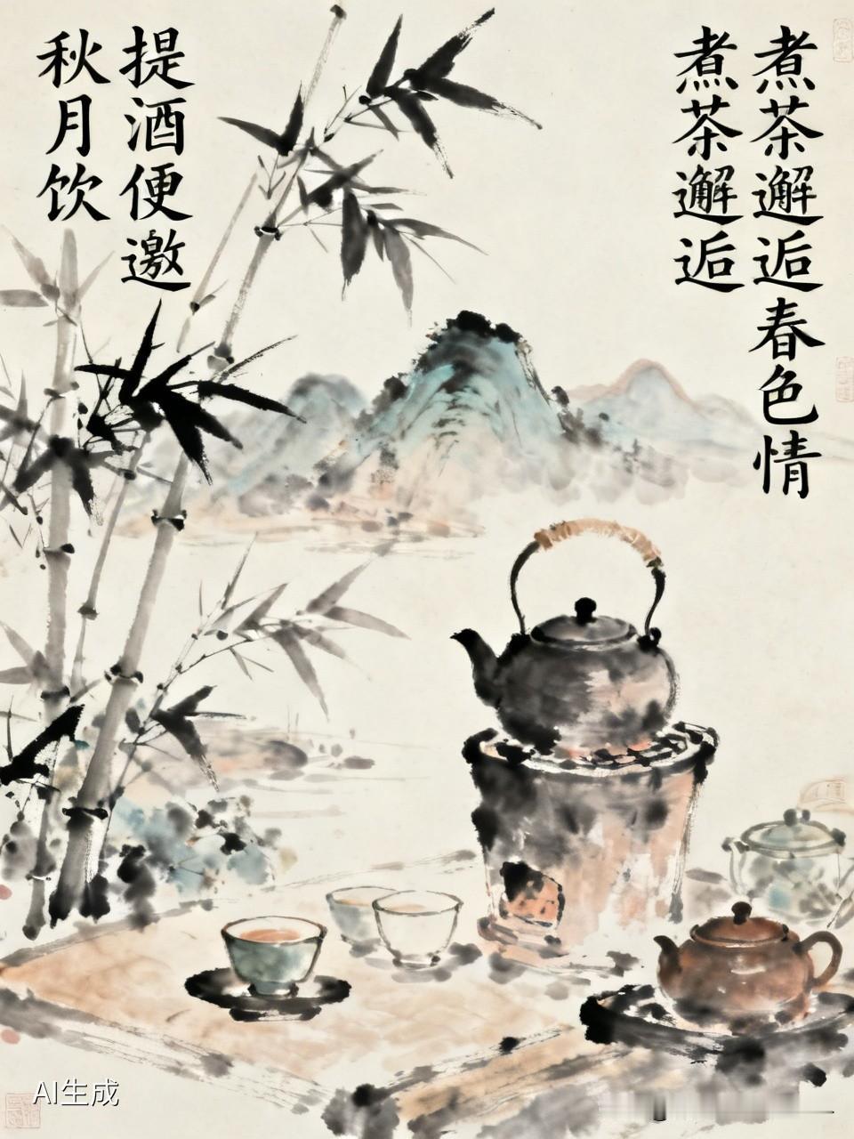 上联：提酒便邀秋月饮，安子邀对，，煮茶邂逅春色情！