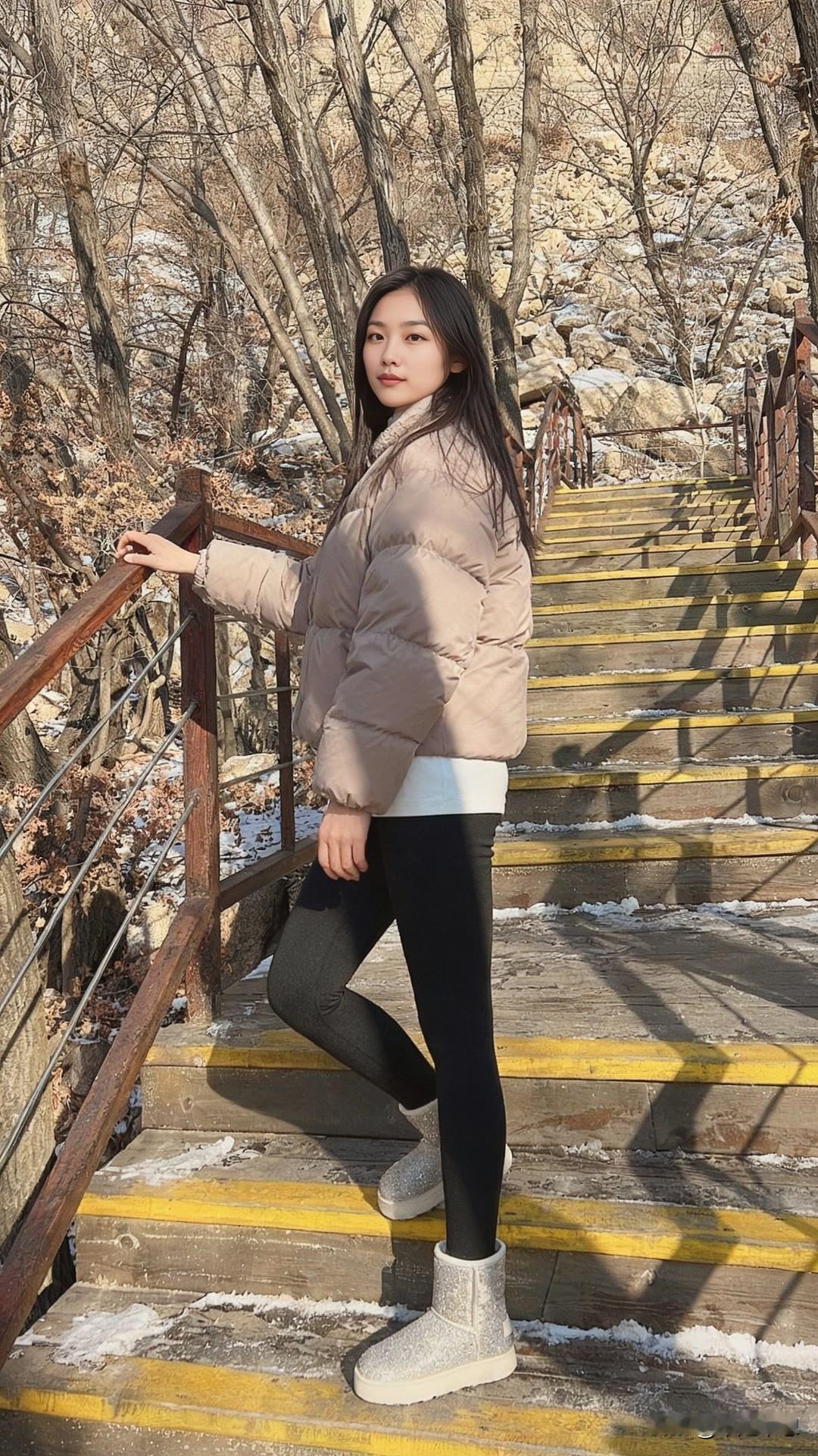 美少女美景分享爬山时随意留下的几张照片，遗憾的是到山顶后只顾欣然美景，而忘了拍照