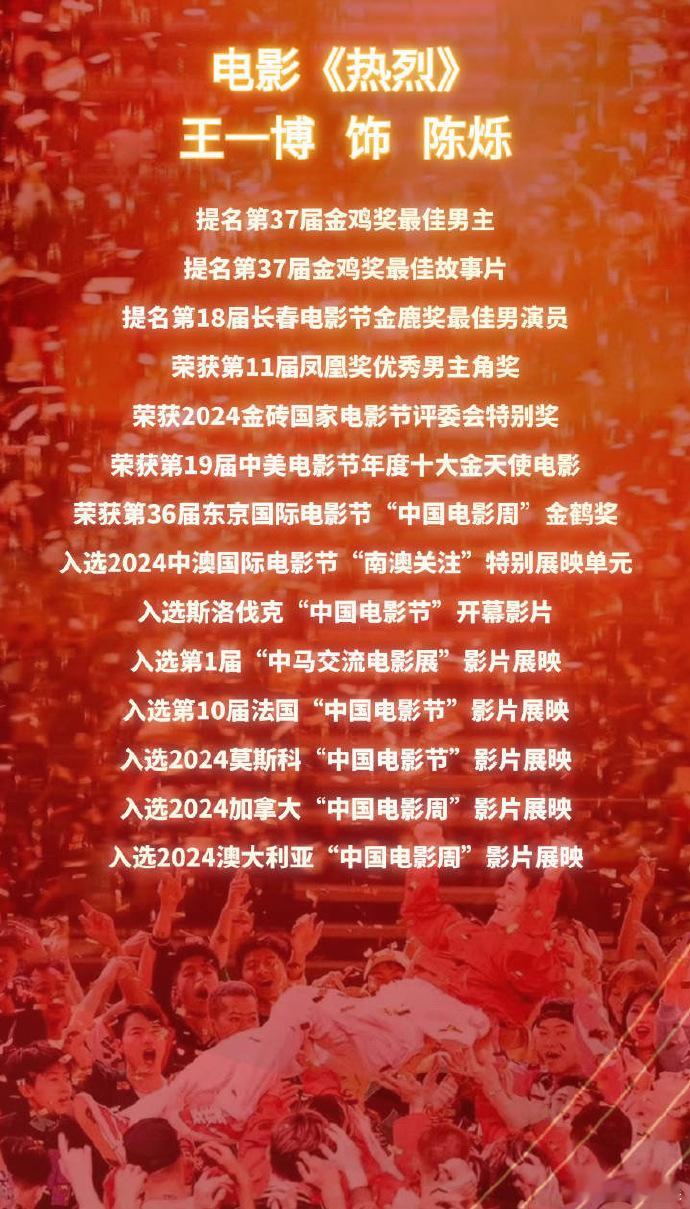#王一博电影热烈提名和奖项合集##王一博热烈成绩#《热烈》的成功得益于王一博的精
