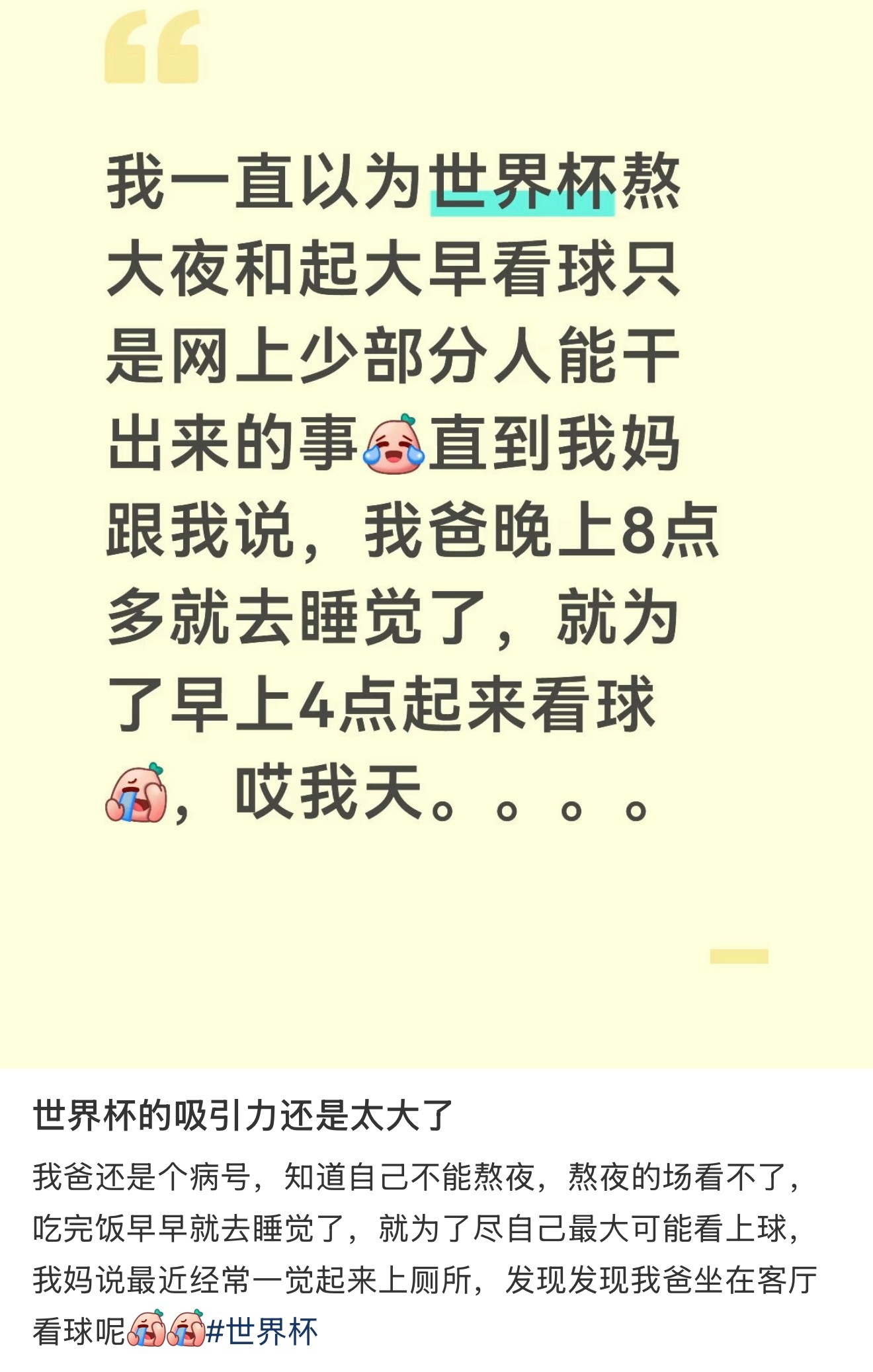 世界杯的吸引力还是太大了 