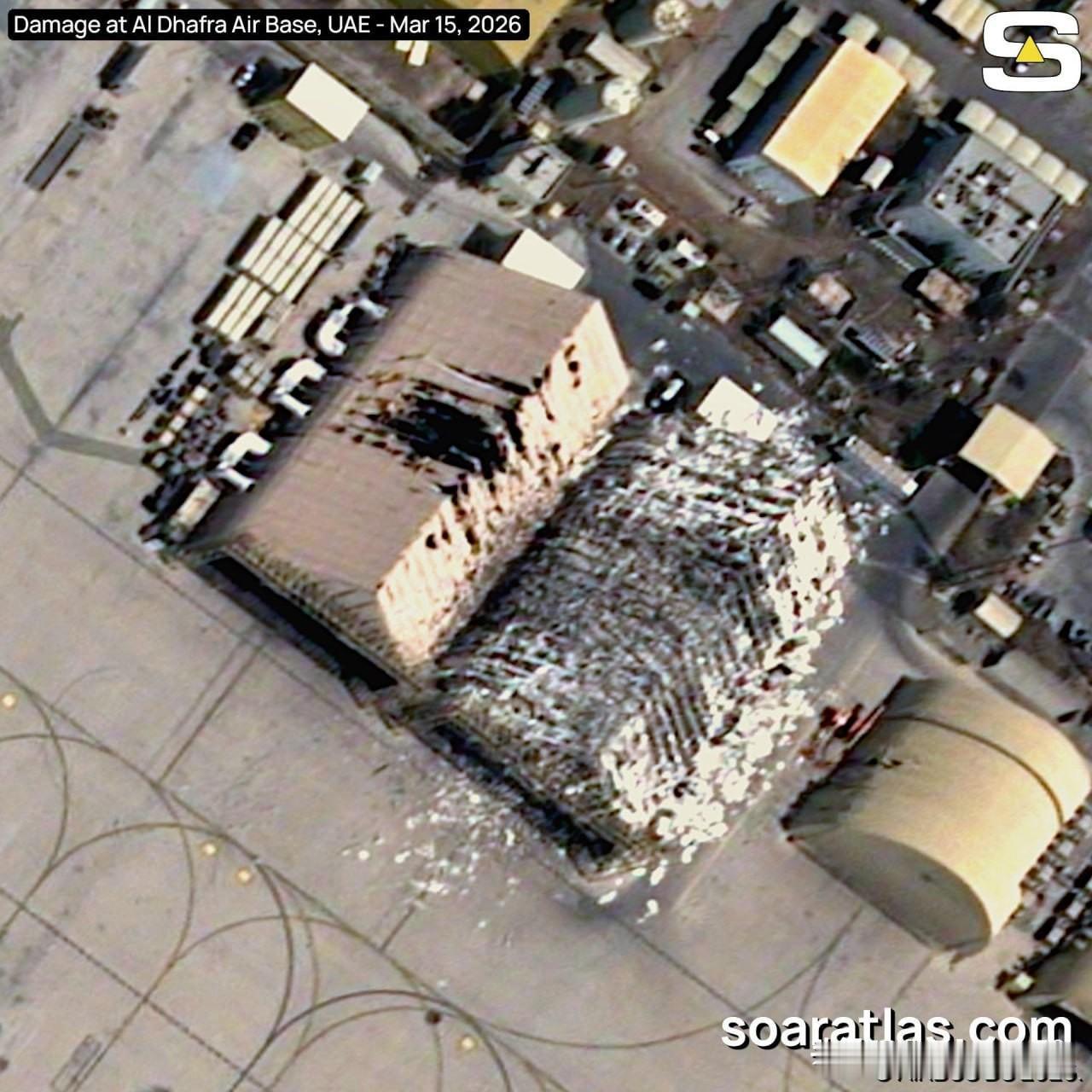 🇮🇷🇦🇪高分辨率卫星图像显示了伊朗导弹和无人机对阿联酋阿尔达夫拉空军基地