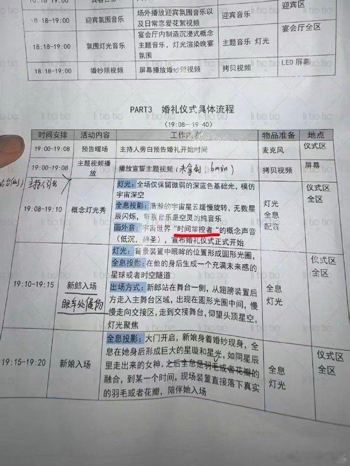 网传黄子韬徐艺洋婚礼仪式流程黄子韬婚礼再现时间掌控者概念，今夕是何年啊～黄子韬婚