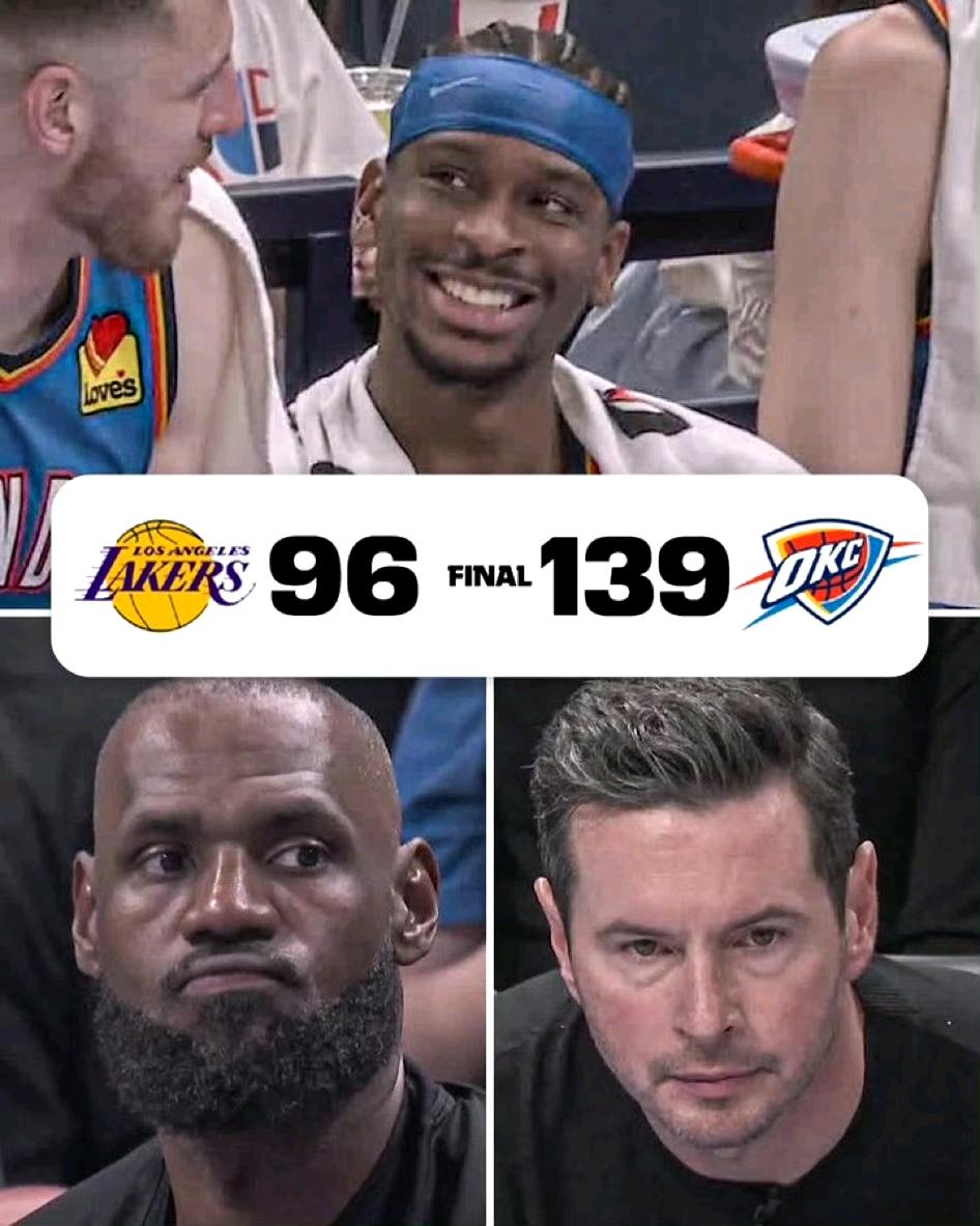 湖人96-139雷霆！43分惨败，不仅仅输没了士气，而且伤了两个核心，湖人的季后