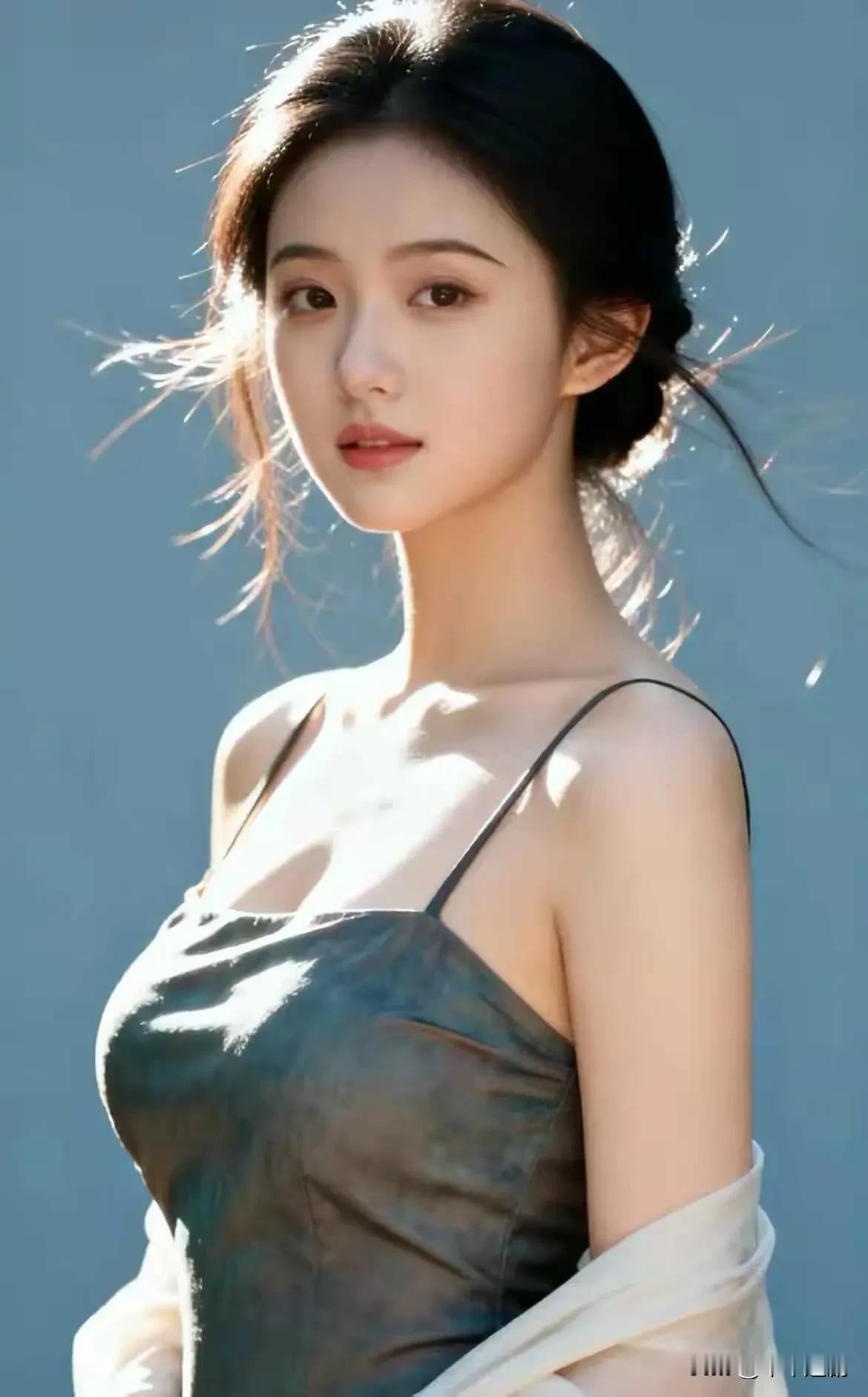 风掠过发梢，阳光在肩颈处镀上一层温柔的金边，沉静的眼眸里，藏着不被打扰的松弛与诗