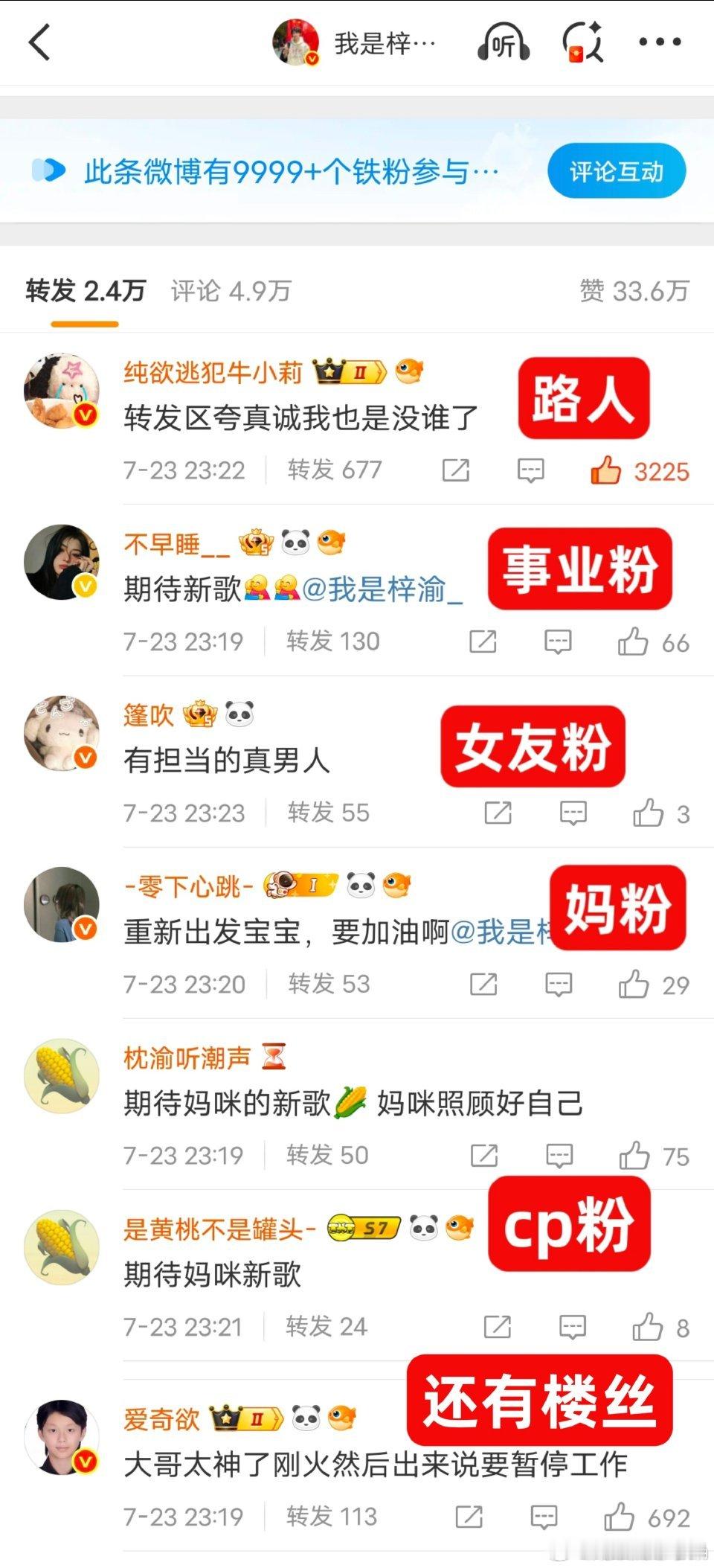 内娱每次塌房男明星转发区现状：只吃小渝鱼干 天亮了梓渝回应梓渝经纪人回应 ​​​