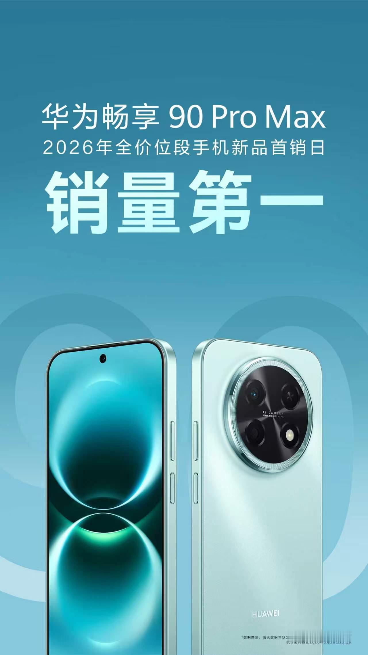 华为畅享90 Pro Max，2026年全品牌、全档位手机新品首销日销量第一，看