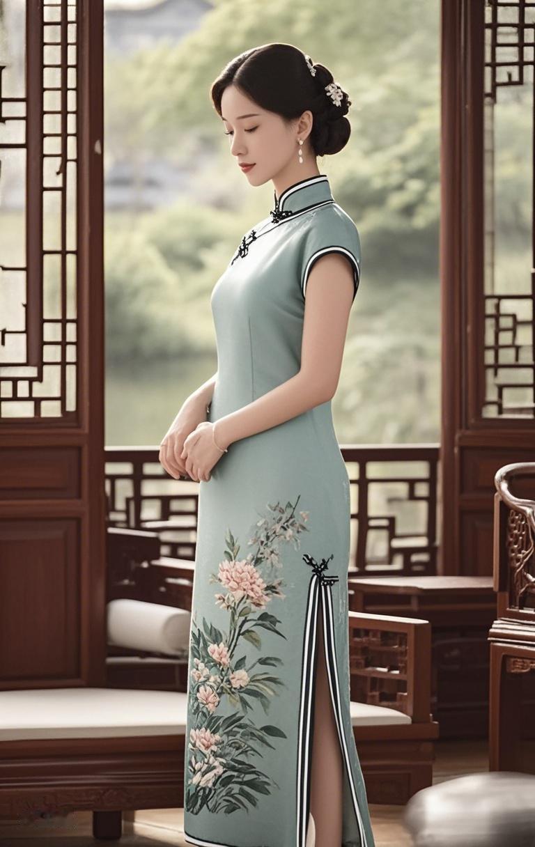 AI写真辑「旗袍，是古典的雅致」，穿上它，便似身临其境。