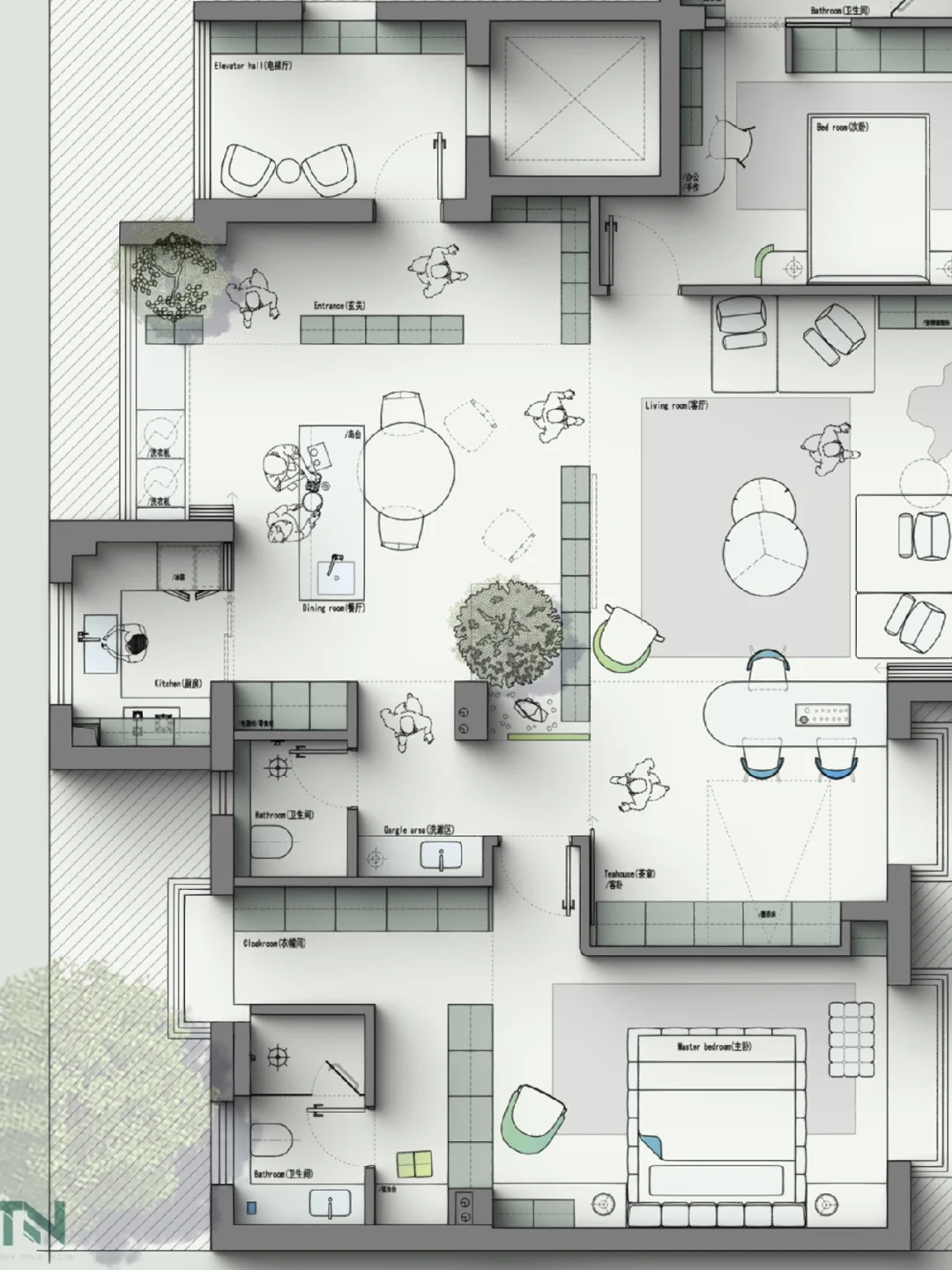 户型优化第15期｜150平的旧房改造-3版方案｜