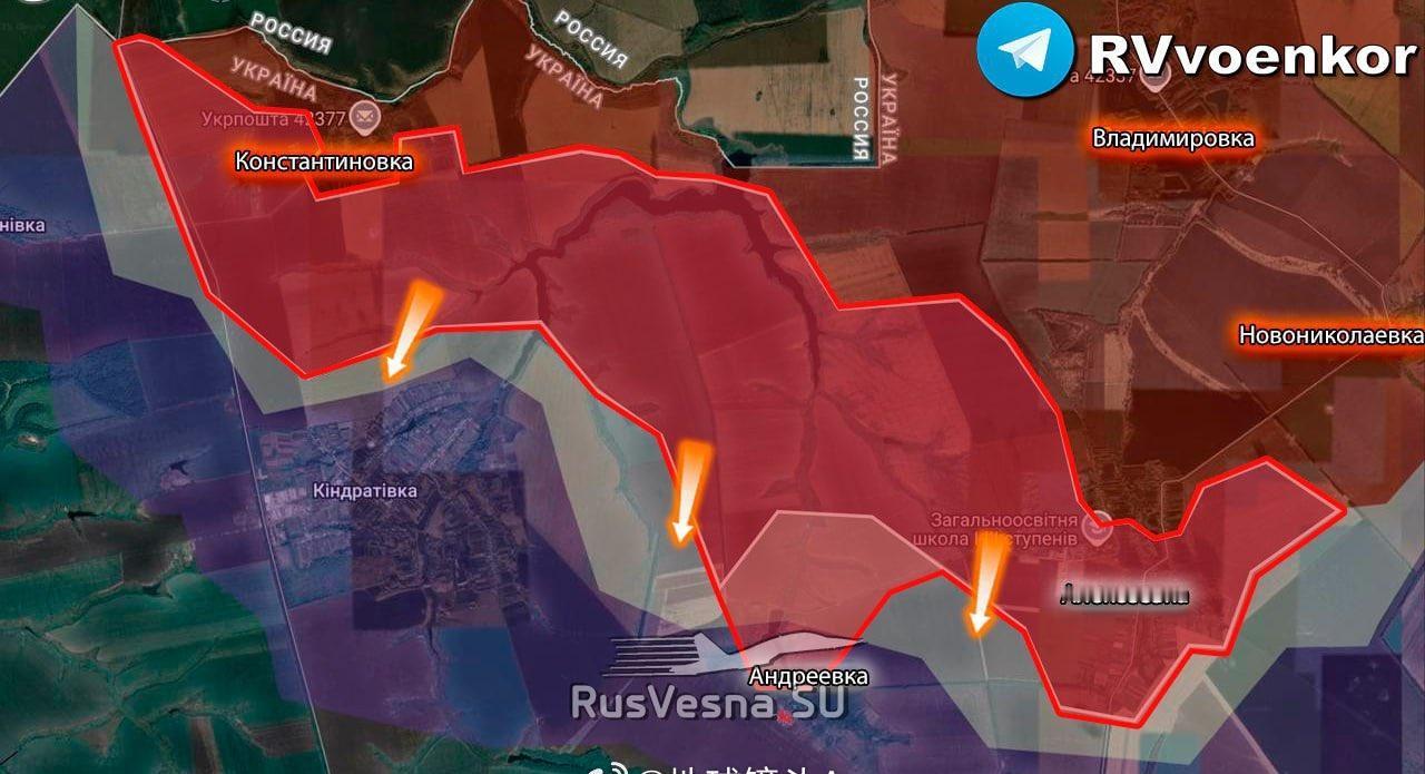 在苏梅前线粉碎乌军部队的 “反攻” 后，俄罗斯军队正沿着广阔的战线推进
由于西尔