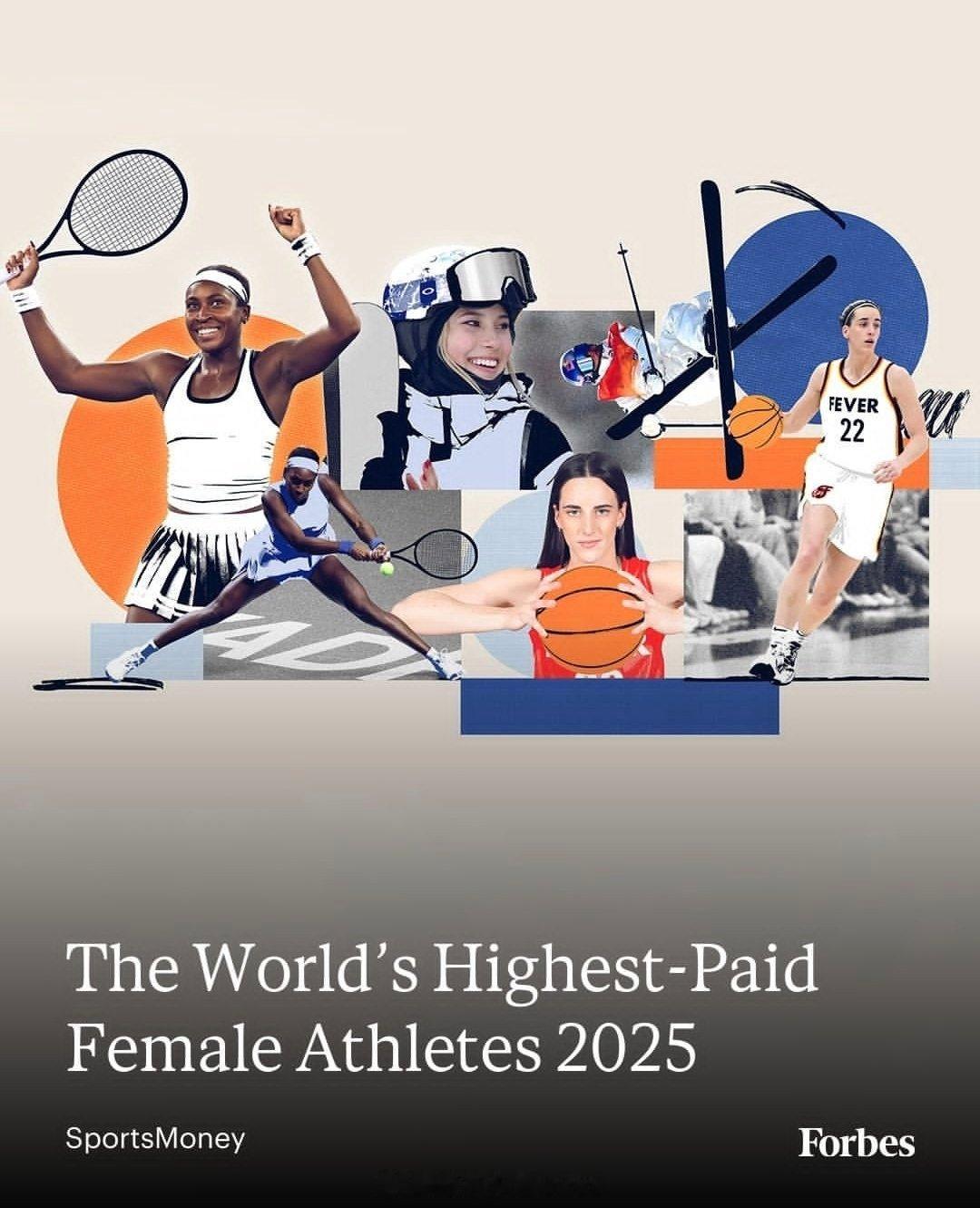 福布斯2025女子运动员收入排行榜排名最高的田径 运动员是🇺🇸麦克劳克林，第