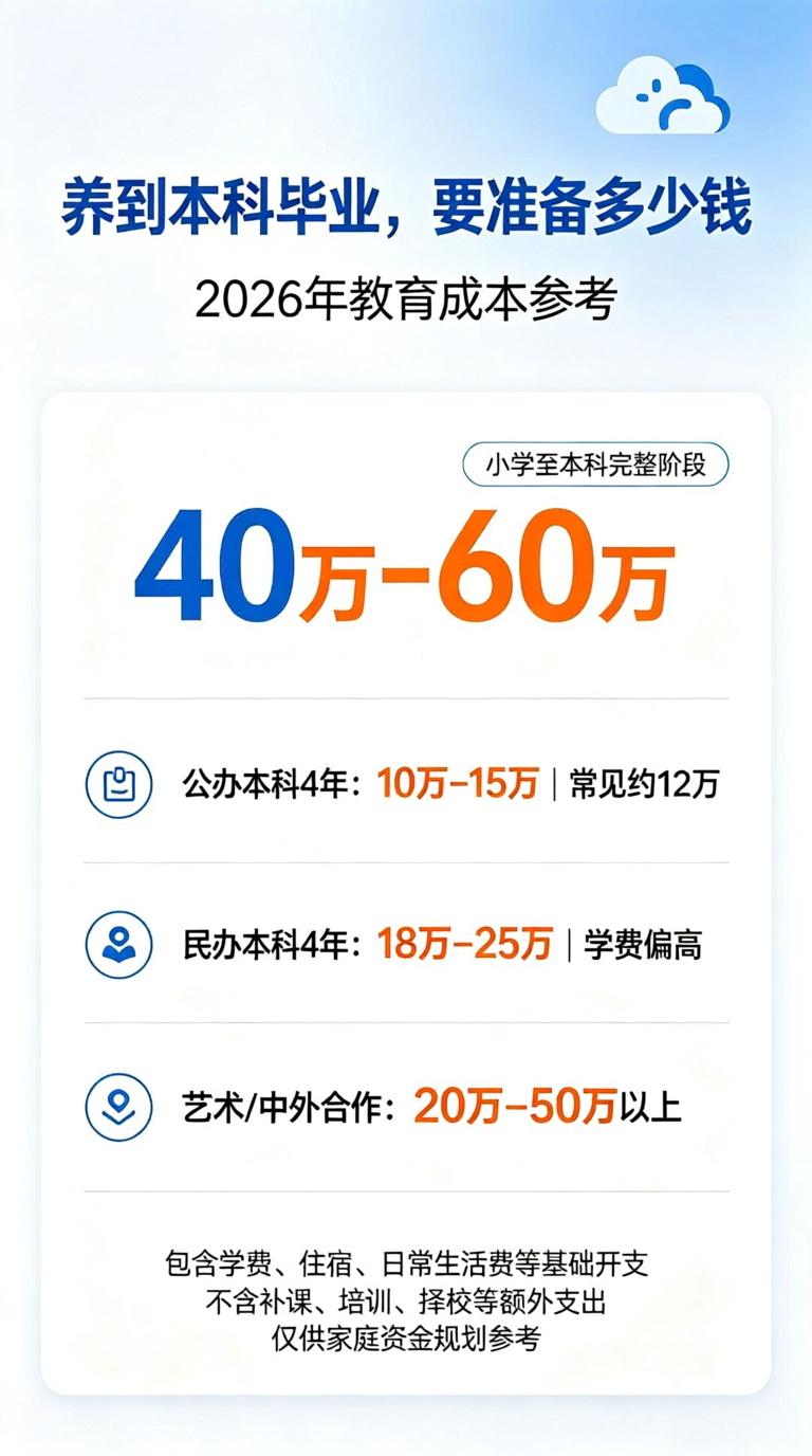 养到本科要花多少钱