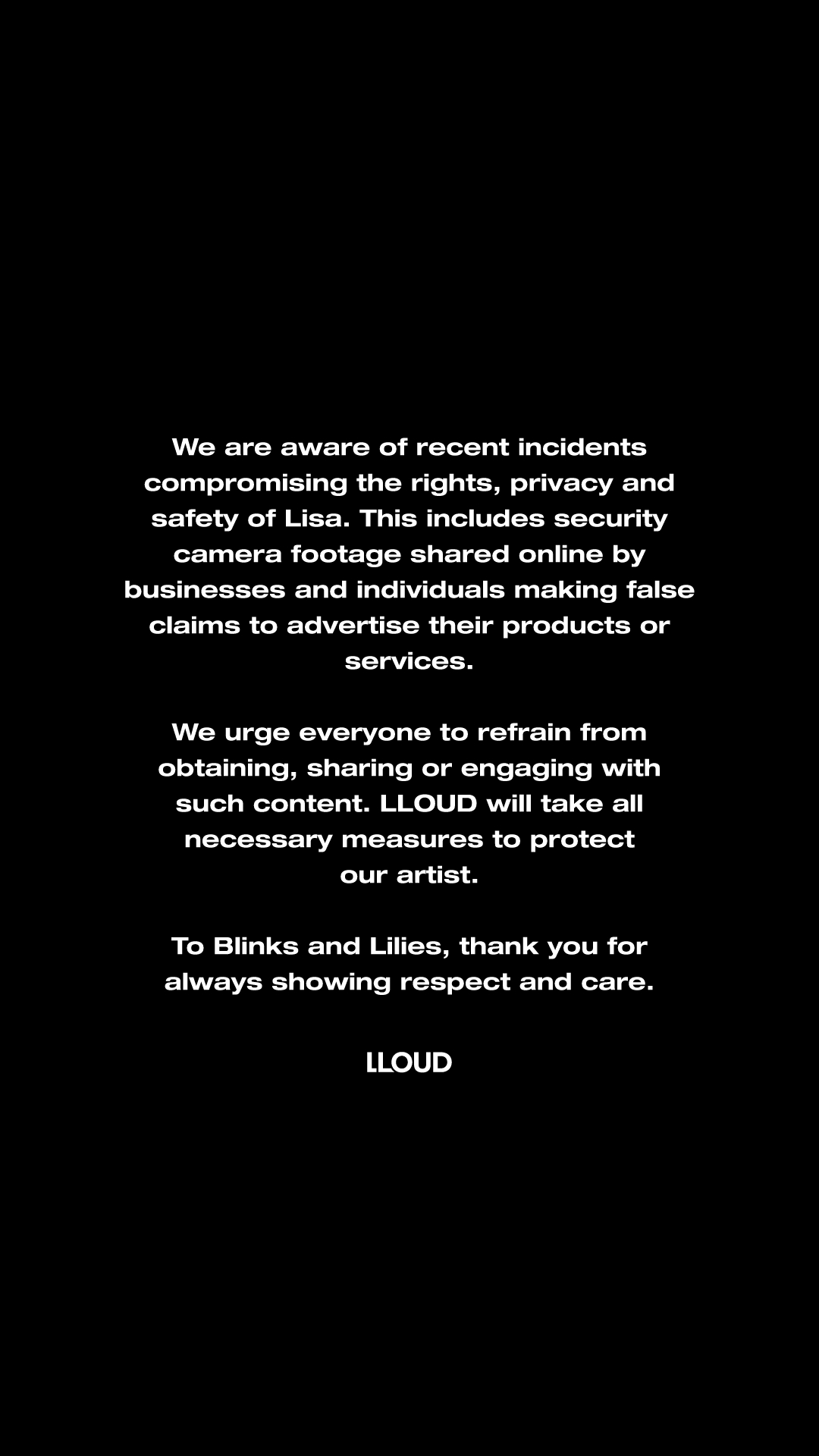 260308 LLOUD更新公告🖤“我们注意到近期发生的一些事件损害了Lisa