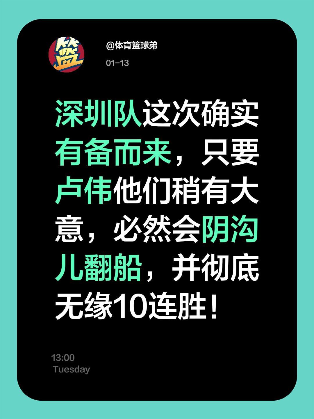 上海十联盛危！卢伟必须小心，谨防阴沟翻船。我评论了 的作品： 深圳队这...