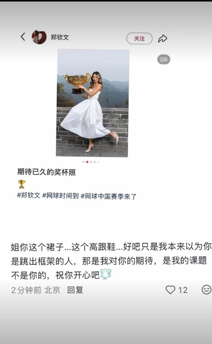 郑钦文因为穿裙子和高跟鞋被怼了某些群体迫不及待的想把郑钦文塑造成性别议题的标志，