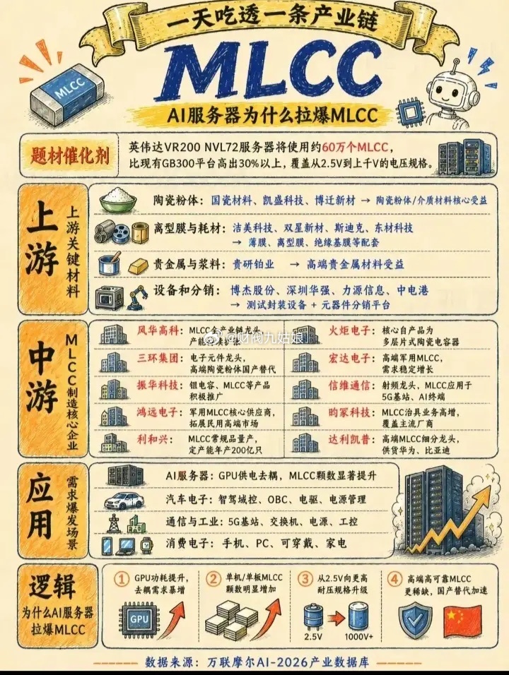 MLCC产业链细分领域相关公司梳理:以下图表展示的股票不构成投资建议，据此操作风