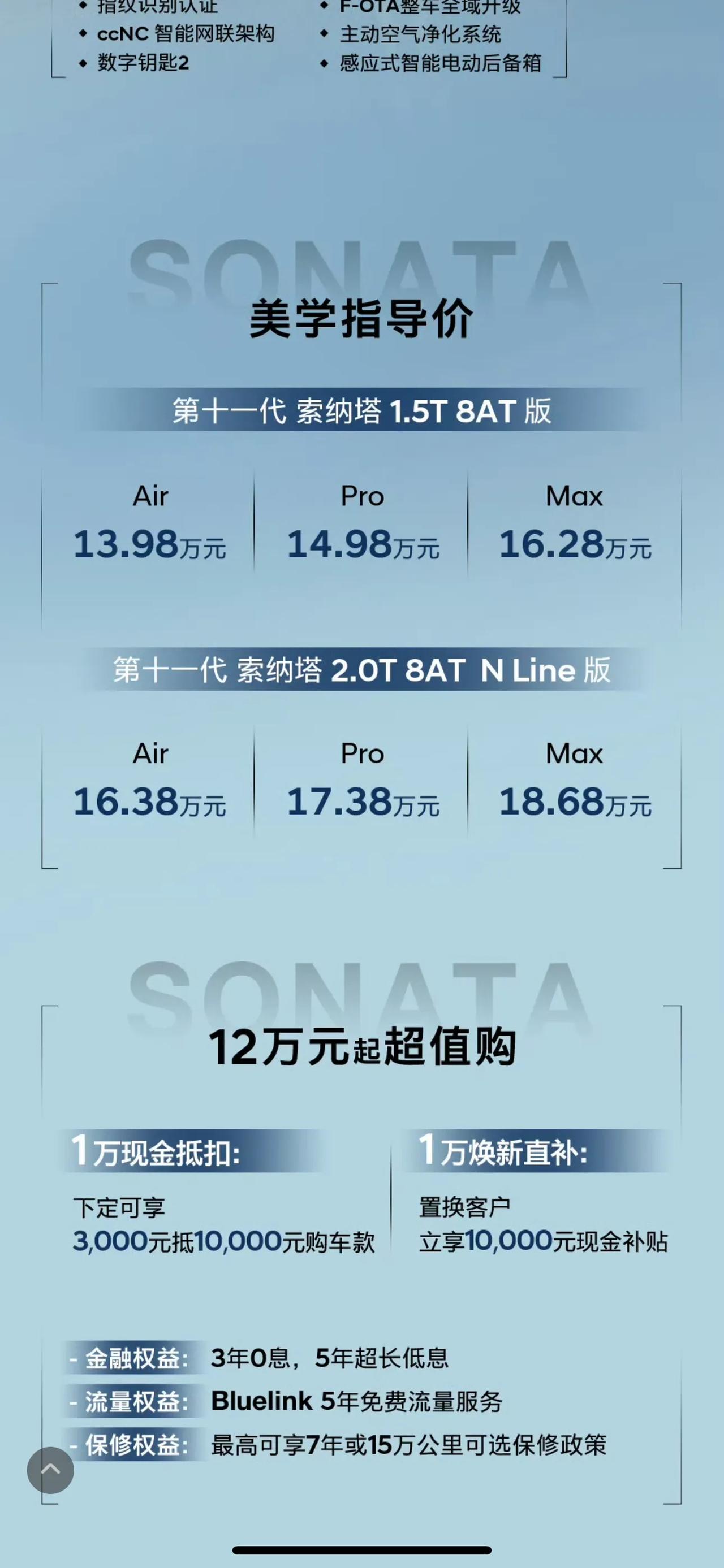 我靠！现代这也太狠了！十一代索纳塔价格公布居然才13.98万起步！2.0T+8A