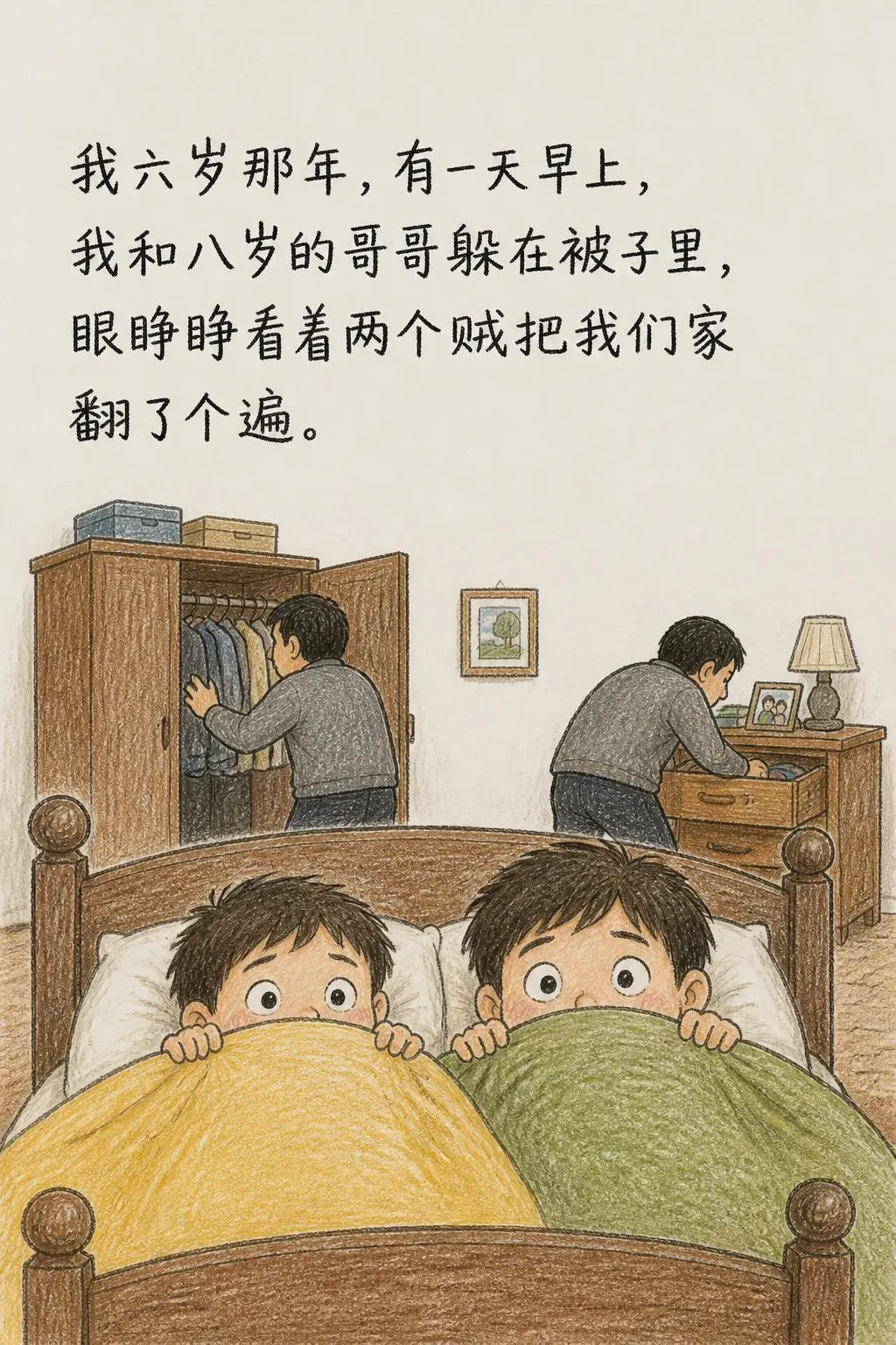 6岁和8岁哥哥躲被子里看贼翻家，结局却让人哭笑不得