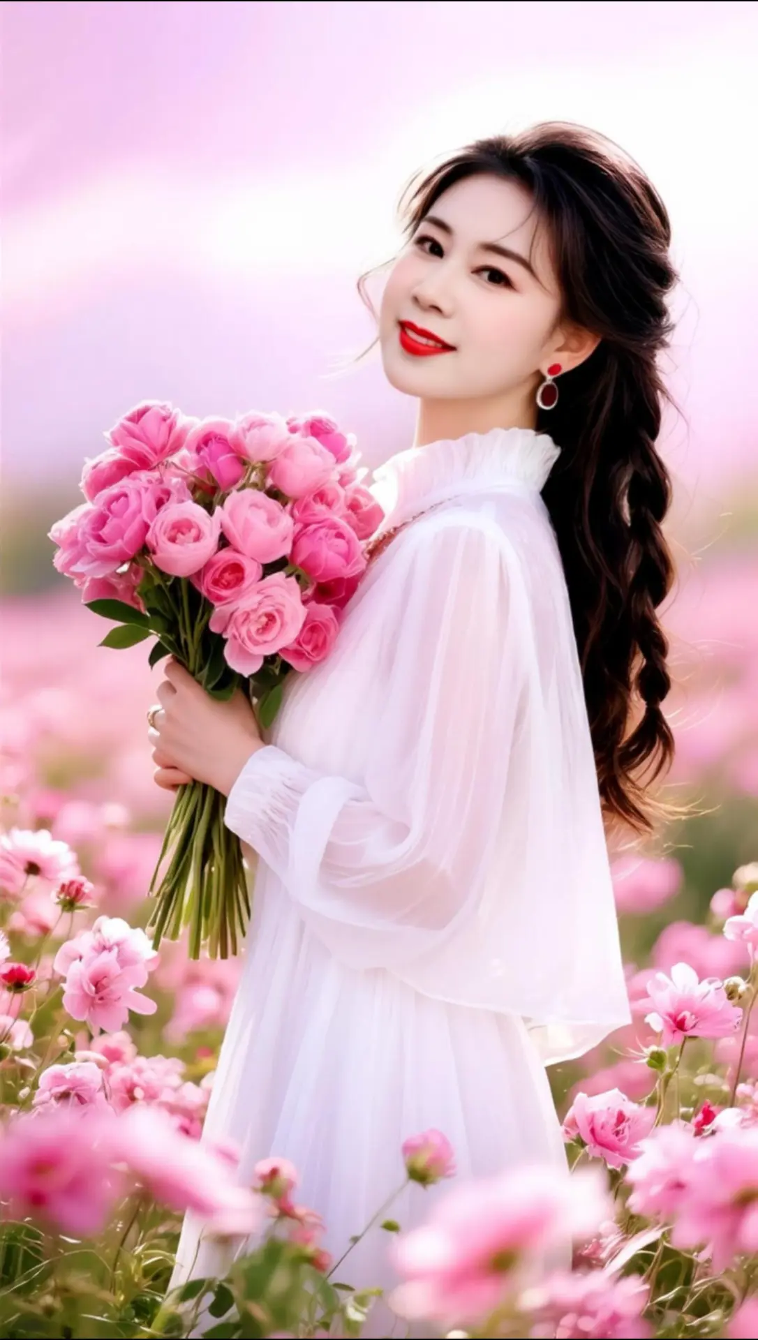 AI芍药花海人像 ai创作