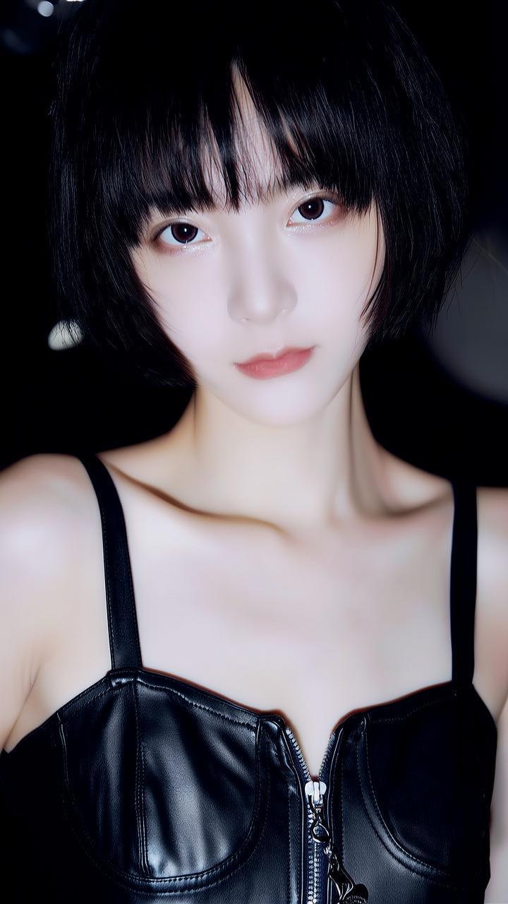 冷艳黑皮衣少女，酷炫又迷人！😎✨