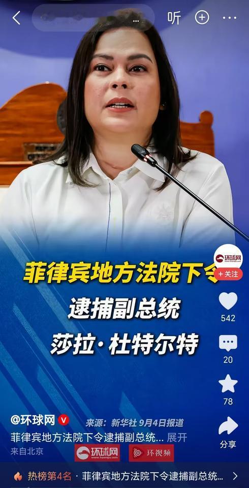 我的老天奶，

一段时间没见，莎拉都混到这种地步了？堂堂副总统，居然被下令逮捕？