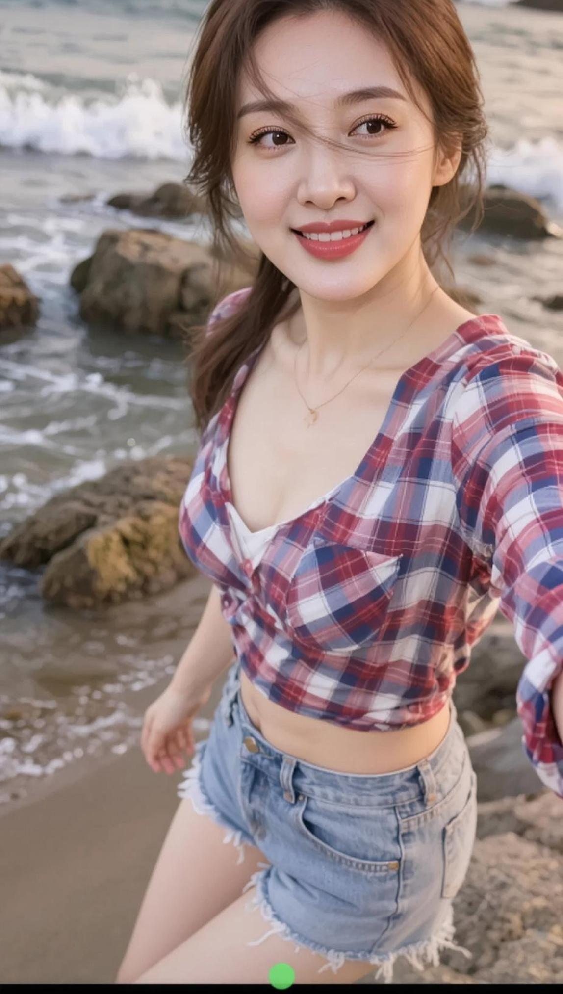 AI海边甜自拍 抖音ai创作 晒出你的ai写真集 ai柔雅娴静写真 个人写真拍摄