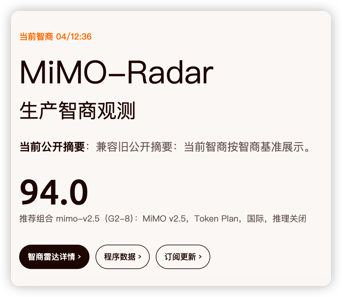 mimo-radar，Xiaomi MiMO系列大模型智商监测工具。核心功能：-
