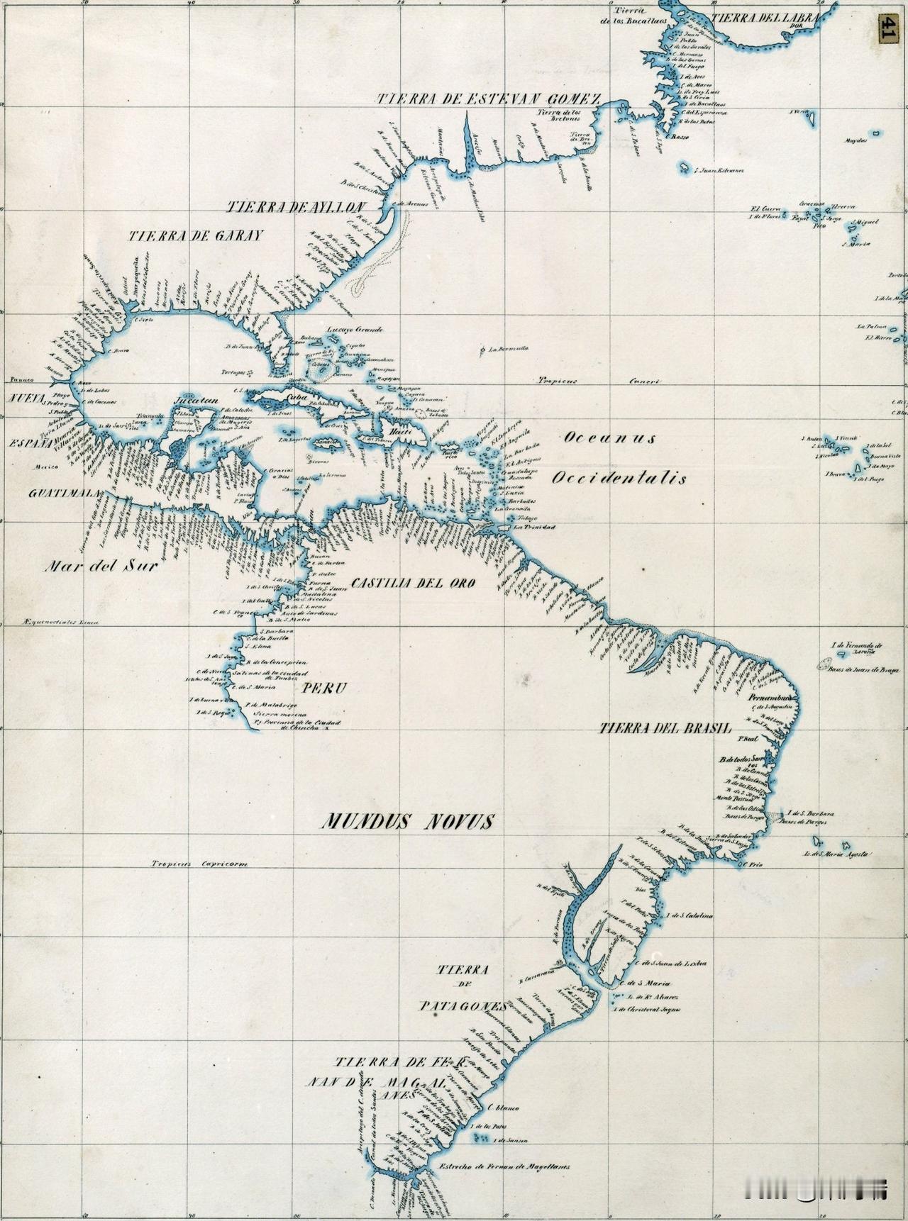 这幅地图是迭戈·里贝罗 (Diego Ribero) 绘制的 1529 年美洲地