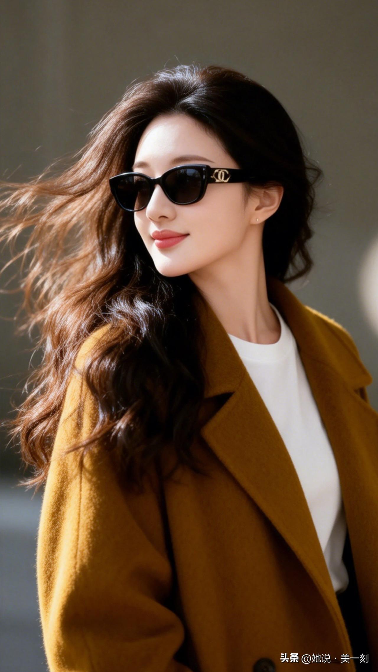 时尚大片 优雅黑发搭配经典墨镜，复古风外套，尽显都市女性魅力！晒一晒让你一眼惊艳