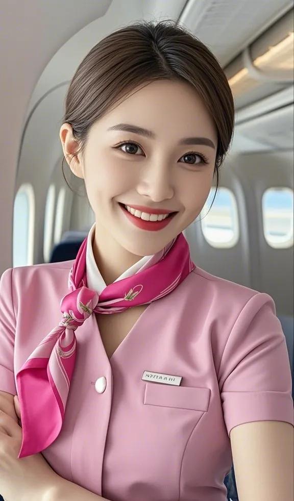 空姐甜美微笑，头戴耳机，享受飞行时光。😊🎧🛫时尚美女机长 美女空姐日常 漂