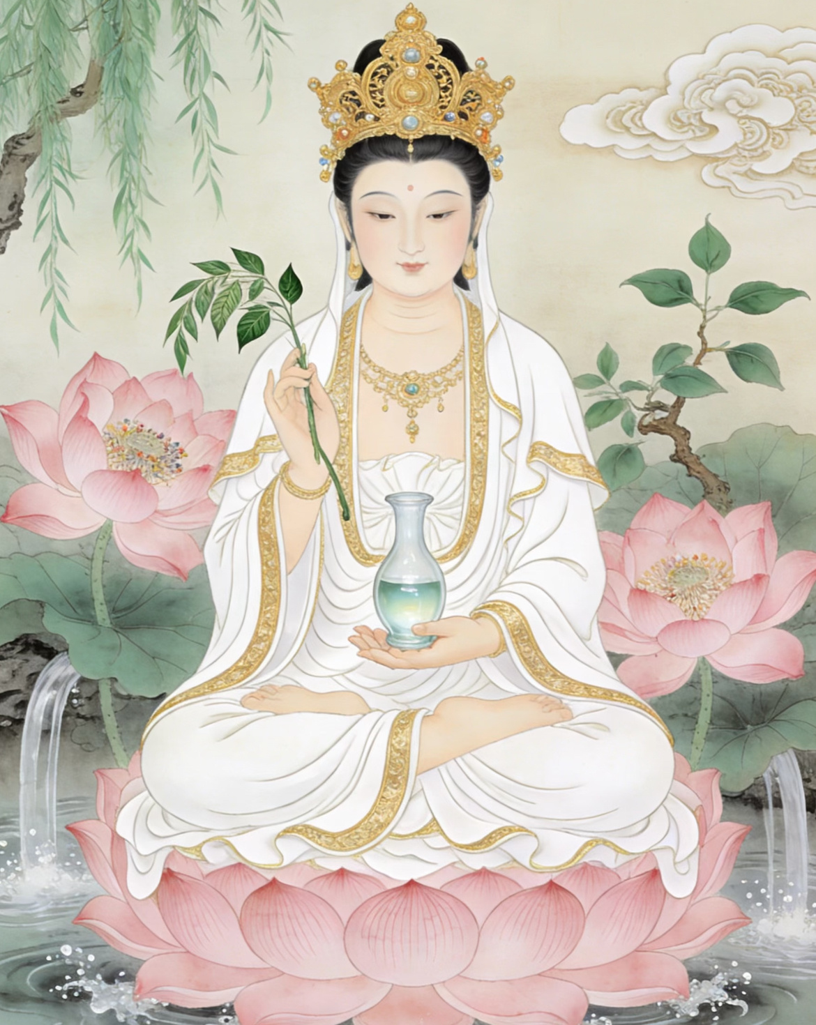 遇见观音菩萨时，务必要虔诚拜一拜，许下心愿，心诚则灵。评论区留“心想事成”，也算