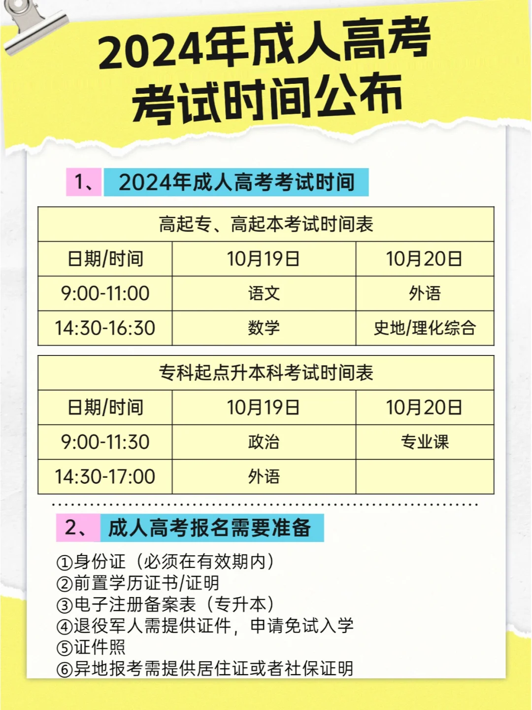 2024年成人高考考试时间已定!!