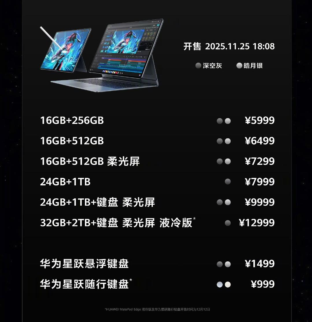今天最香的一款产品，华为MatePad Edge，麒麟X90处理器，5999元起