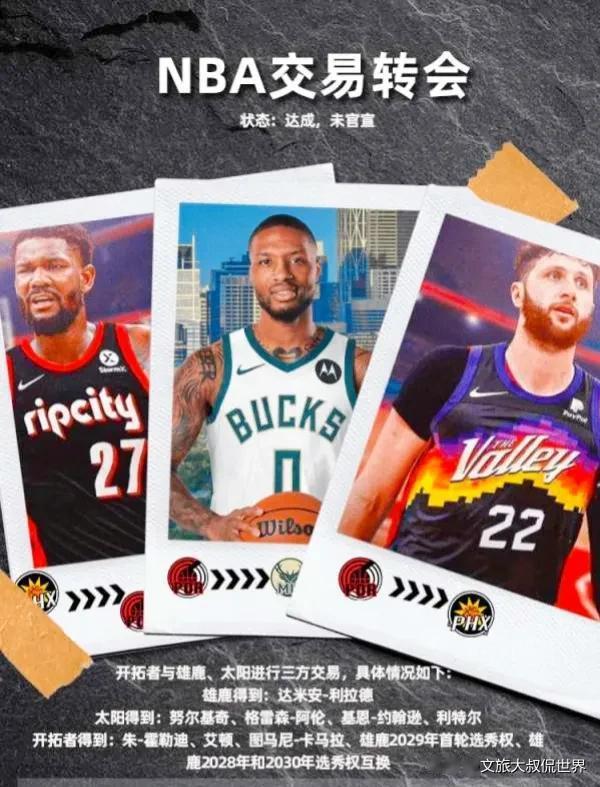 北京时间9月28日NBA联盟再次诞生一笔涉及三方的重磅交易，具体交易细节如下：
