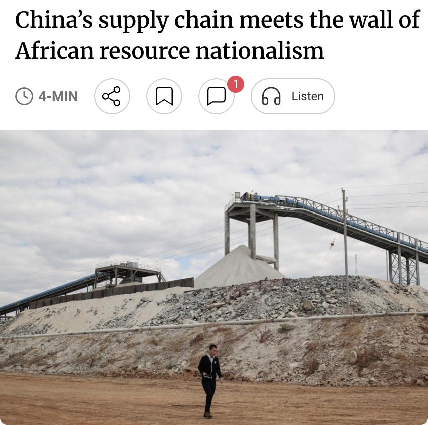 外媒：非洲资源国正日益强化对关键矿产的管控，推高全球大宗商品价格，可能对中国供应