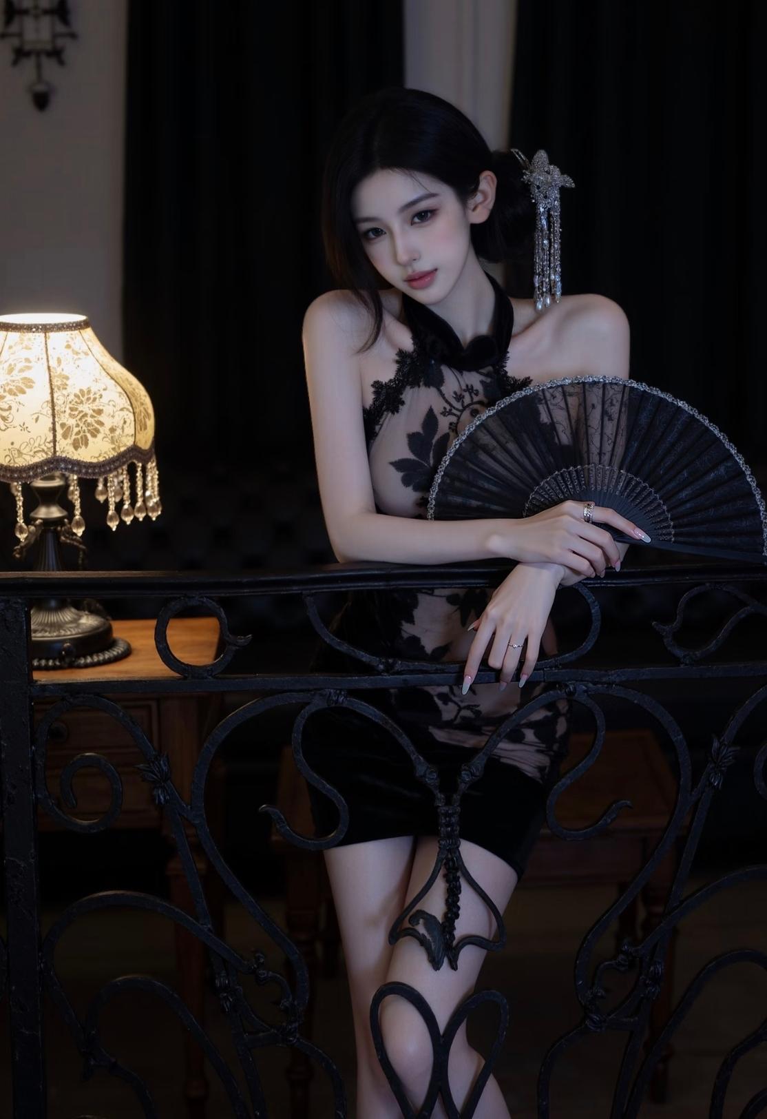 清冷风天花板 黑色旗袍 戏剧型穿搭 戏剧型风格穿衣示范 冷艳感穿搭