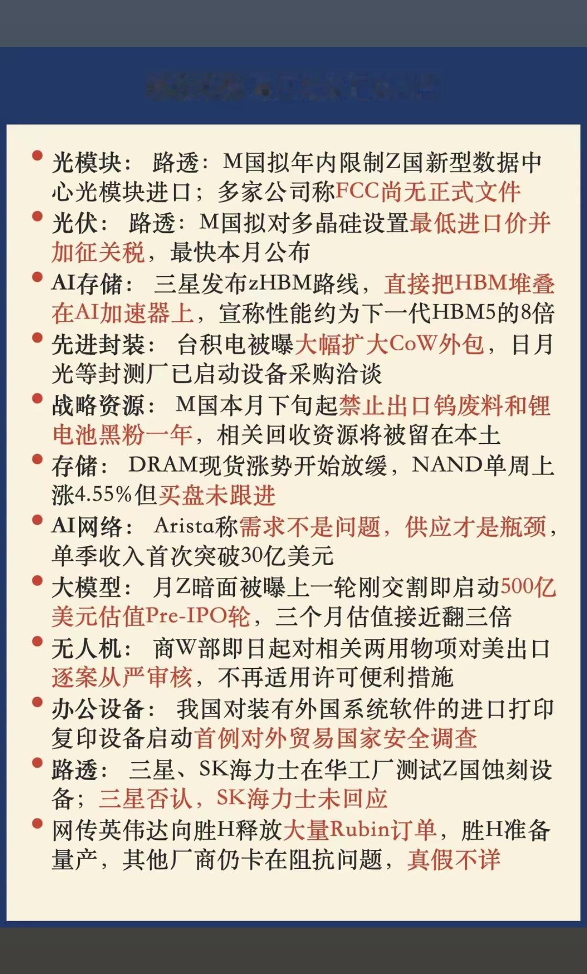 8.05周三  晚间：财经热点信息参考！

1.光模块
2.光伏，多晶硅加征关税