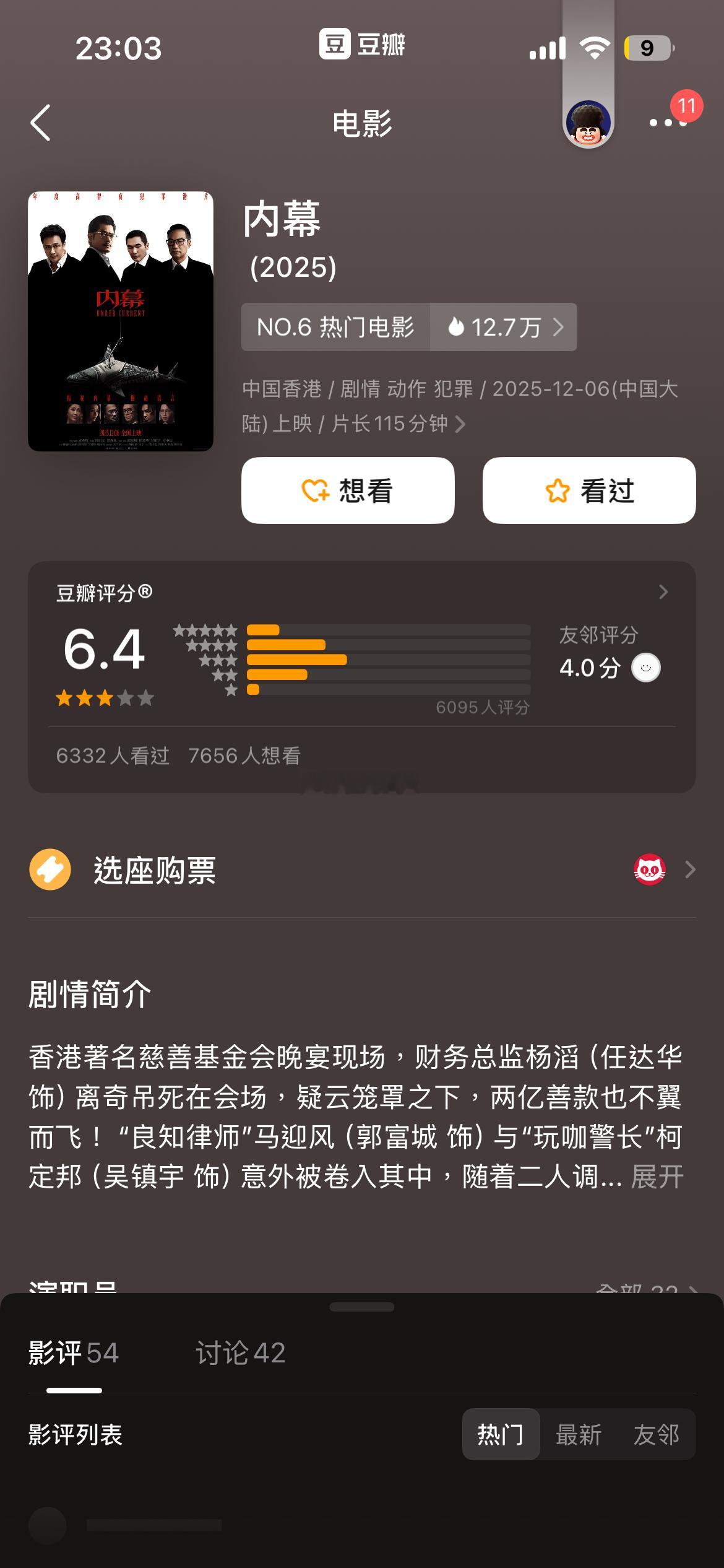 omg 同样积压有几年的《内幕》开分竟然6.4 及格了跨年电影愿电影内幕