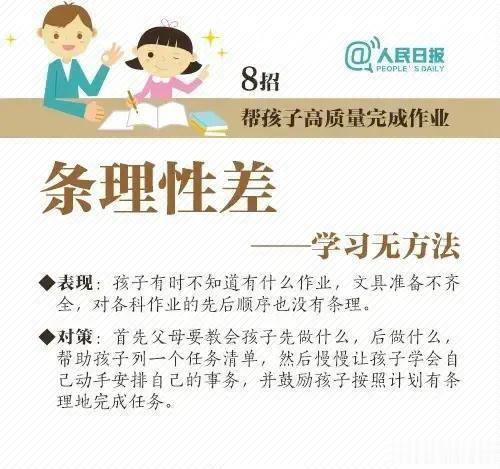 人民日报真是太贴心了，公布一份8招帮孩子高质量完成作业的好方法，并且每一招都附带