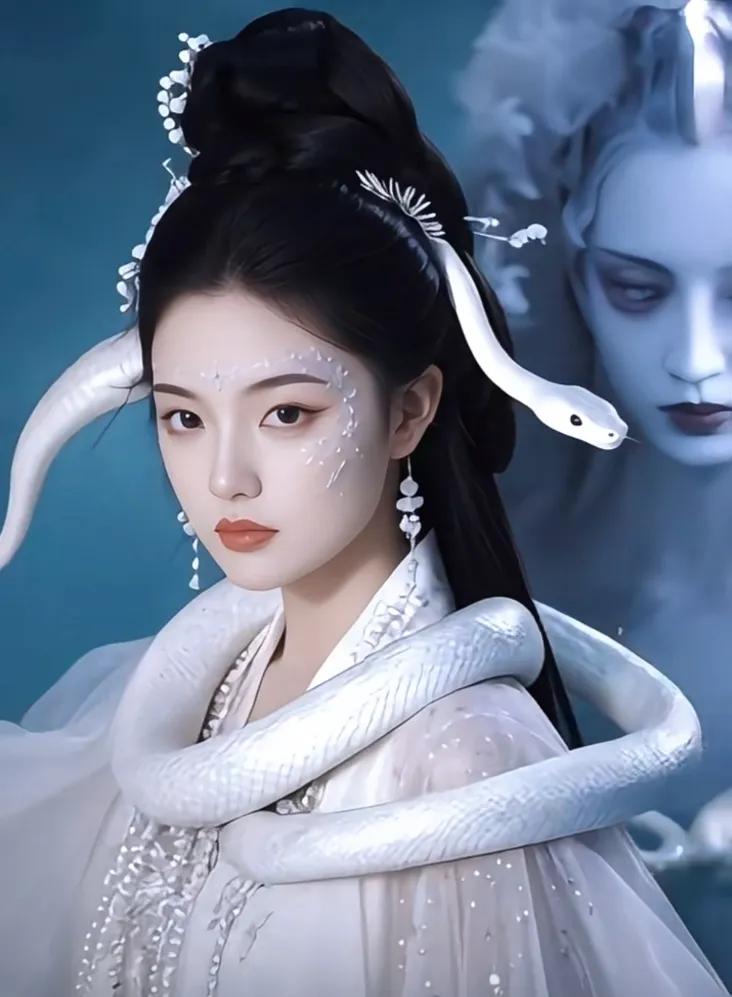 冷艳古风美人，蛇形发饰，仙气飘飘！国风仙女下凡 古风美人＃