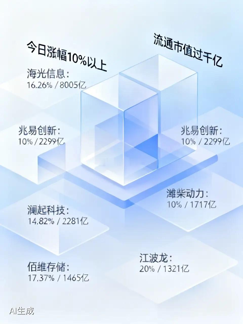 今日涨幅超10%、千亿流通市值个股（按市值排序）：海光信息、兆易创新、澜起科技、