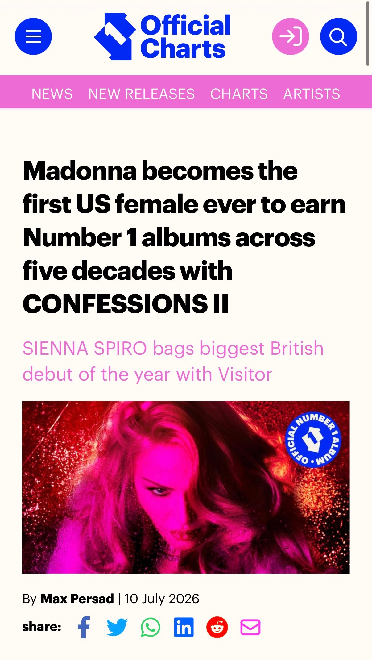 Madonna  恭喜流行女帝Madonna荣获第13张英国冠专Like a V