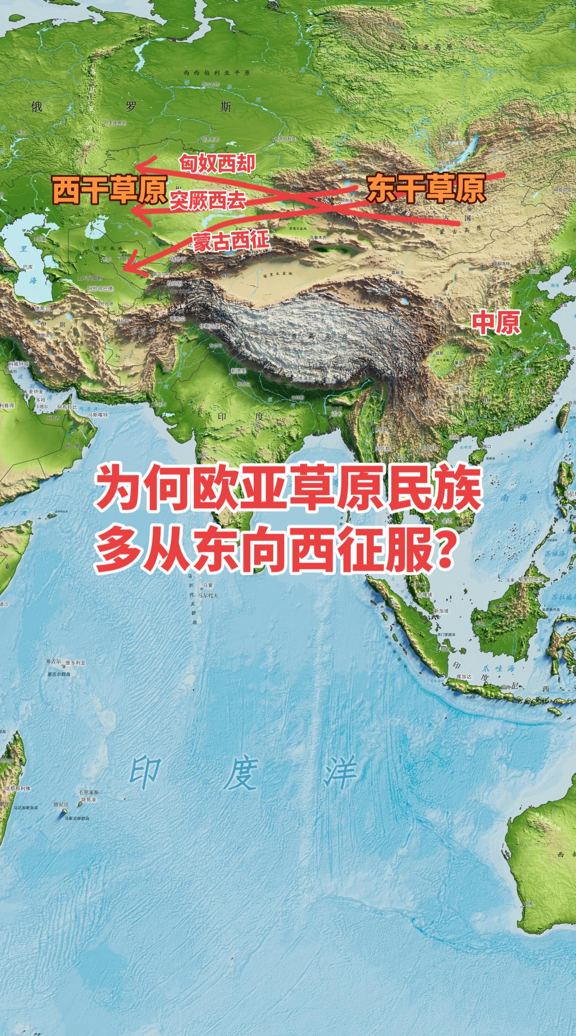 欧亚草原民族在历史上呈现出显著的“自东向西”征服趋势，相信很多民族主义...