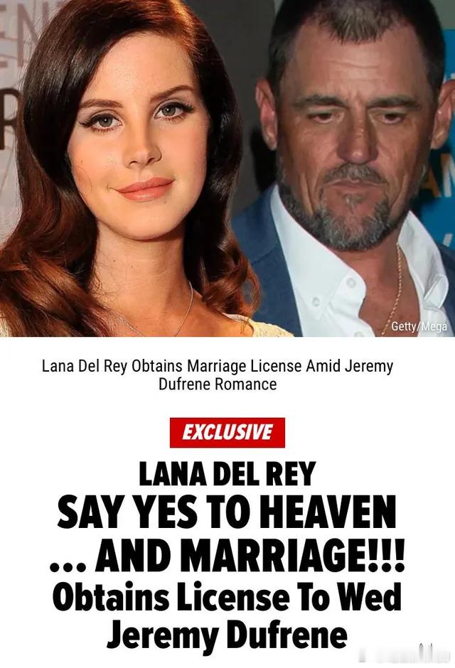打雷姐这次玩真的，据外媒报道，Lana Del Rey周一已经和鳄鱼男Jerem