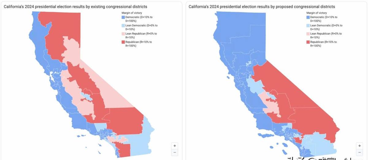 加州民主党把选区像切蛋糕一样重新剁，多抢了1个席位——听着少，但这是信号。
共和